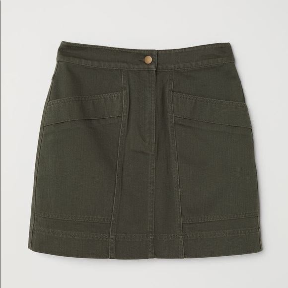 Khaki Skirt 100% Cotton Size Small - Green - Picture 8 of 8